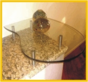 Counter top attached to granite with standoffs