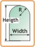 True arch: diameter of arch = width of panel