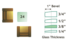 24" square, 3/8 " thick, clear glass rectangle with 1" beveled edge. $46.00